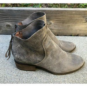 LUCKY BRAND Women's Sz 6.5 Mid Cut Heel Boots Grey Genuine Leather Shoes​